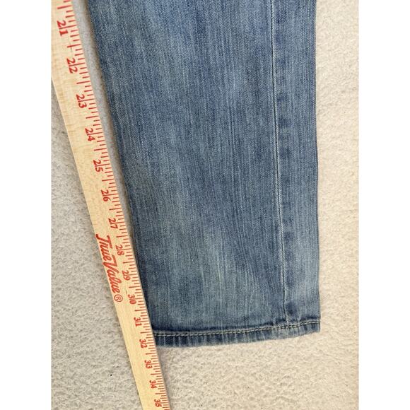 Buckle BKE Carter Jeans Mens 32L 32x32 Blue Straight Distressed Thick Stitch - Picture 13 of 16